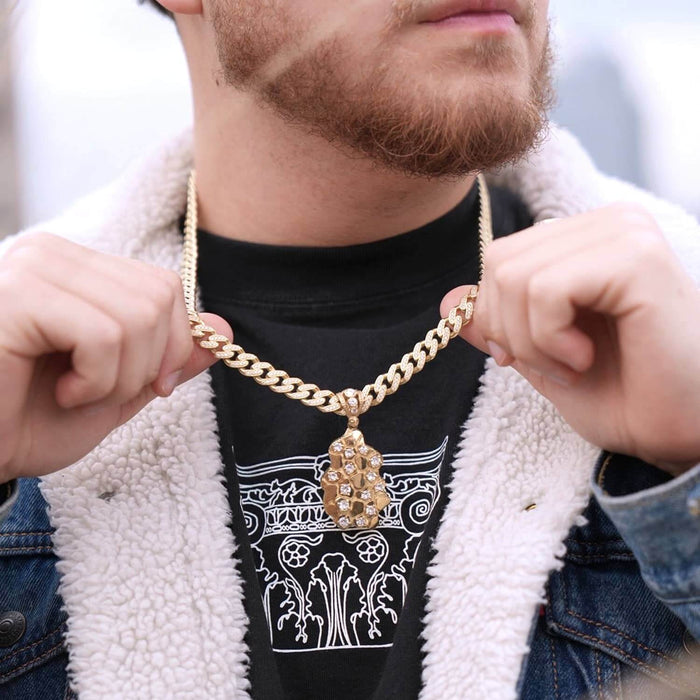 10K Gold CZ Nugget Pendant 1.5"–2.3" - WJD Exclusives