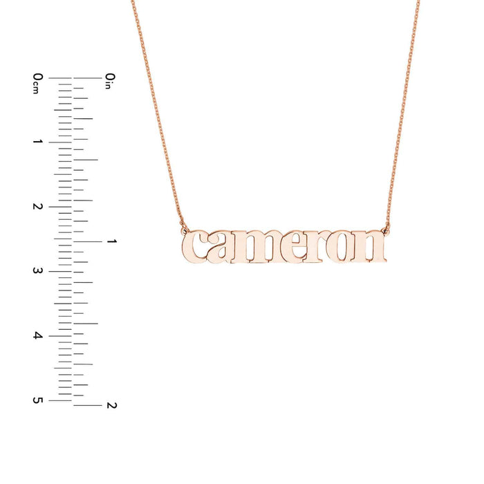 Customizable 14K Yellow Gold Typewriter Nameplate Necklace (Solid Links) 14" - 18" Adjustable - WJD Exclusives