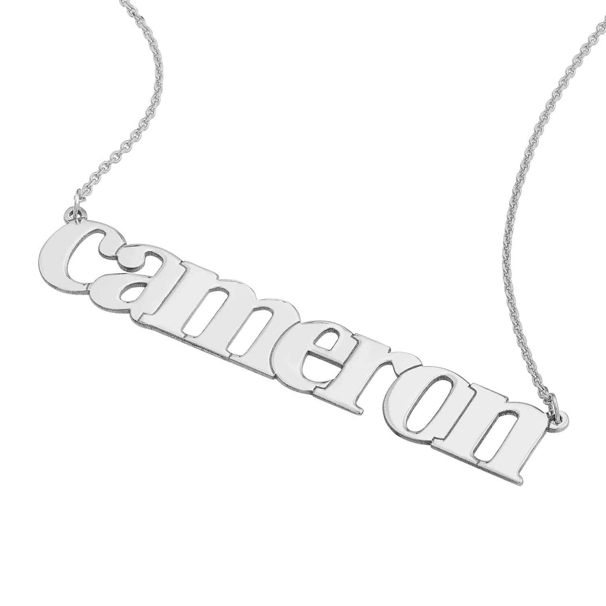 Customizable 14K Yellow Gold Typewriter Nameplate Necklace (Solid Links) 14" - 18" Adjustable - WJD Exclusives
