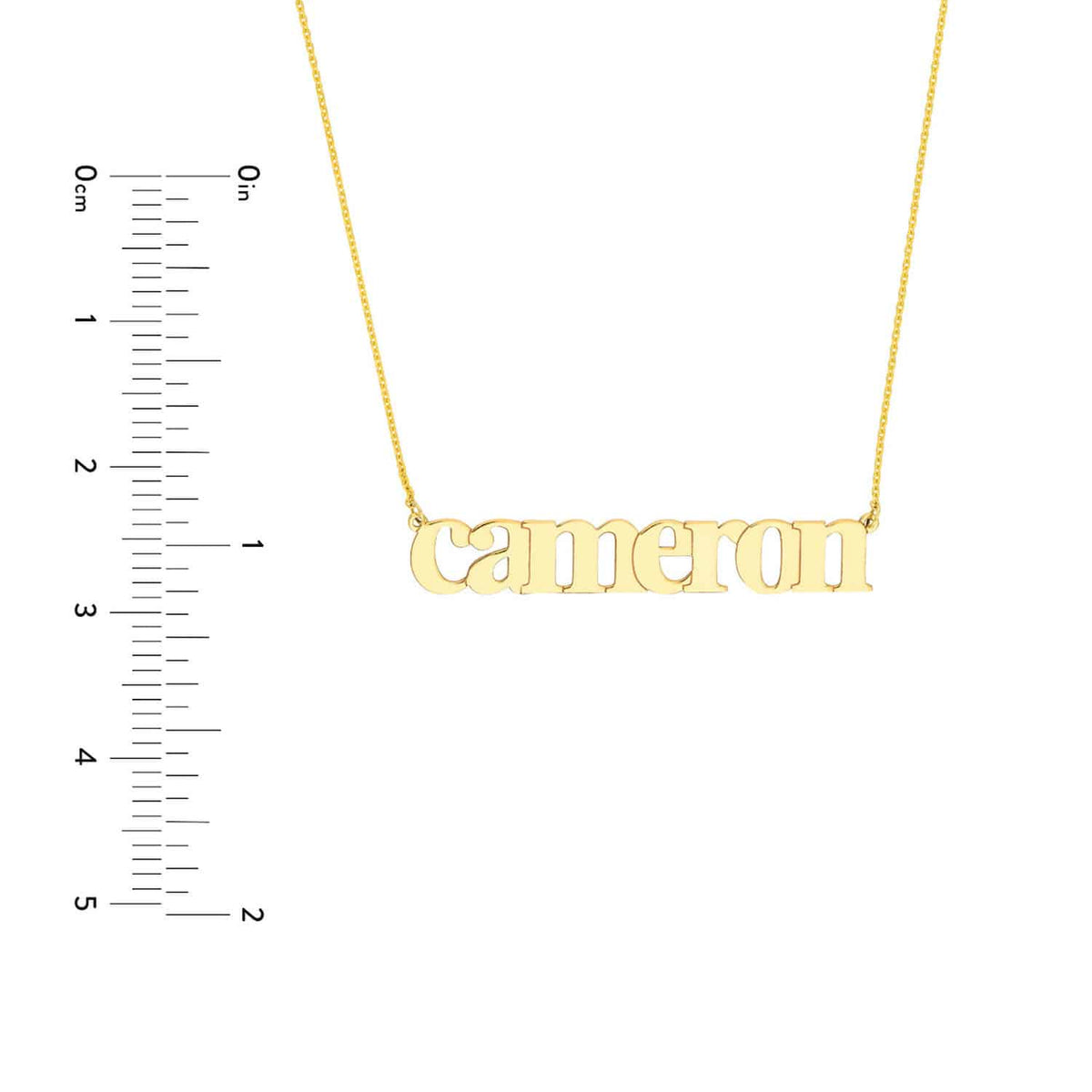 Customizable 14K Yellow Gold Typewriter Nameplate Necklace (Solid Links) 14" - 18" Adjustable - WJD Exclusives