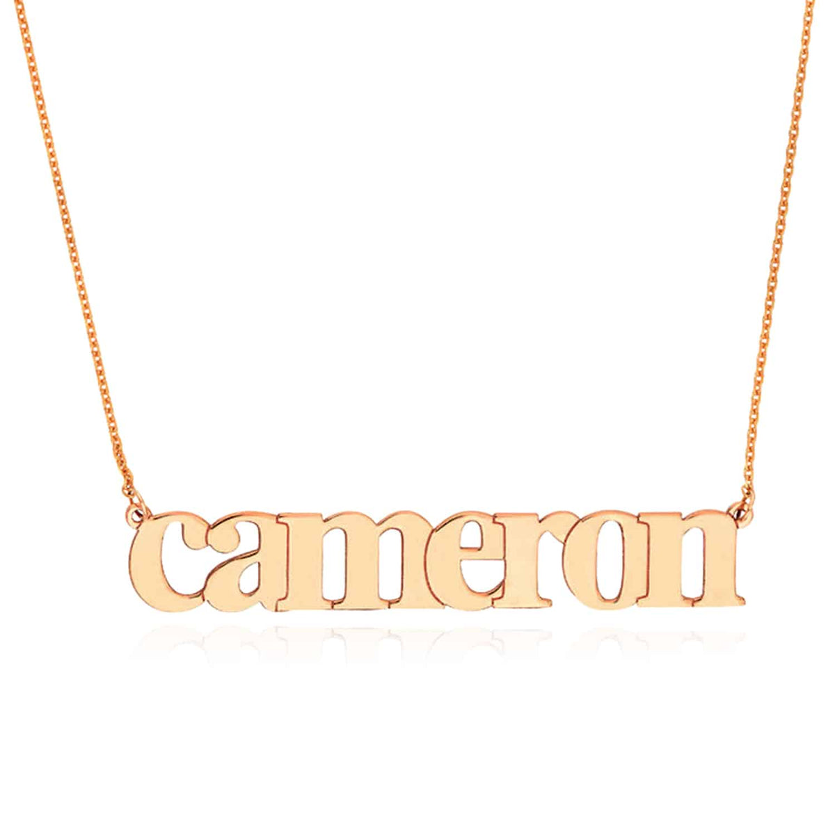 Customizable 14K Yellow Gold Typewriter Nameplate Necklace (Solid Links) 14" - 18" Adjustable - WJD Exclusives