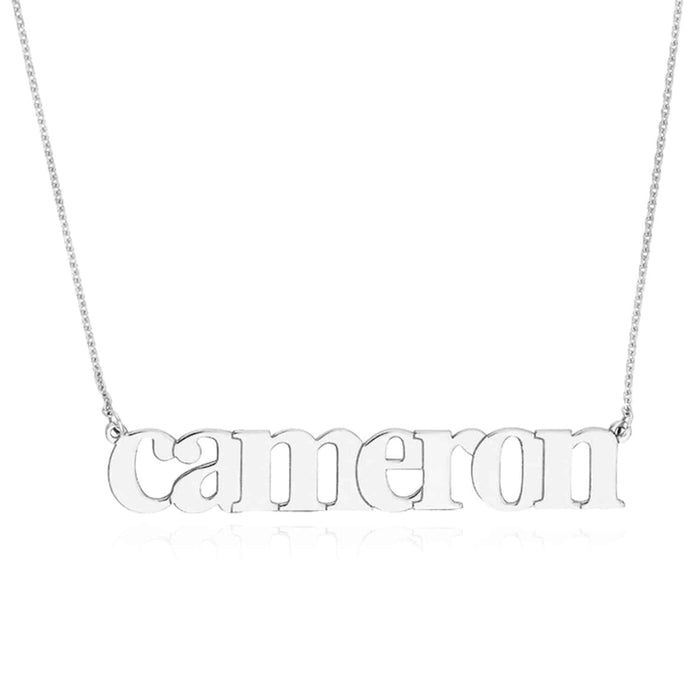 Customizable 14K Yellow Gold Typewriter Nameplate Necklace (Solid Links) 14" - 18" Adjustable - WJD Exclusives