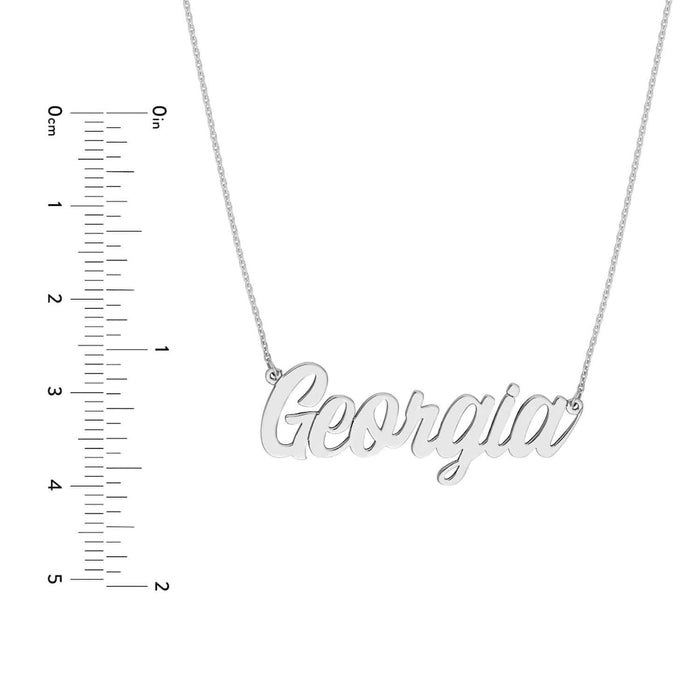 Customizable 14K Yellow Gold Script Font Nameplate Necklace (Solid Links) 14" - 18" Adjustable - WJD Exclusives