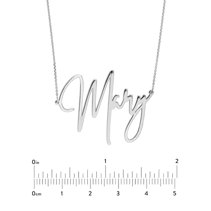 Customizable 14K Yellow Gold Signature Nameplate Necklace (Solid Links) 14" - Adjustable - WJD Exclusives