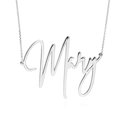 Customizable 14K Yellow Gold Signature Nameplate Necklace (Solid Links) 14" - Adjustable - WJD Exclusives