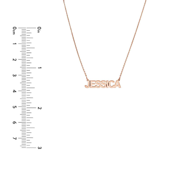Customizable 14K Yellow White Rose Gold Block Style Nameplate Necklace (Solid Links) 14" - 18" Adjustable - WJD Exclusives