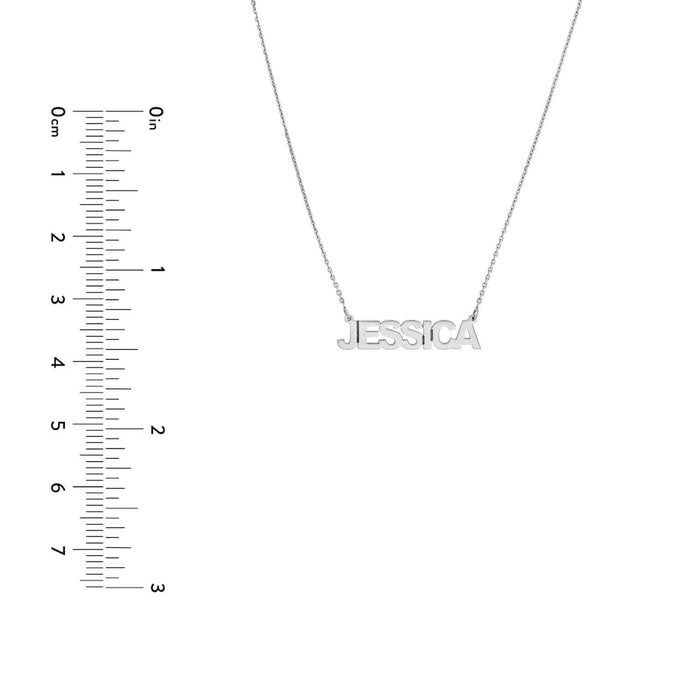 Customizable 14K Yellow White Rose Gold Block Style Nameplate Necklace (Solid Links) 14" - 18" Adjustable - WJD Exclusives