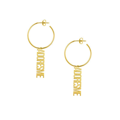 Personalized 14K Gold Vertical Hoop Nameplate Earrings 5mm - WJD Exclusives