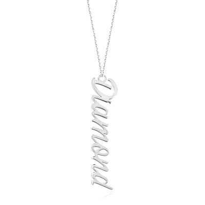 Customizable 14K Yellow White Rose Gold Typewriter Nameplate Necklace (Solid Links) 16", 18" - WJD Exclusives