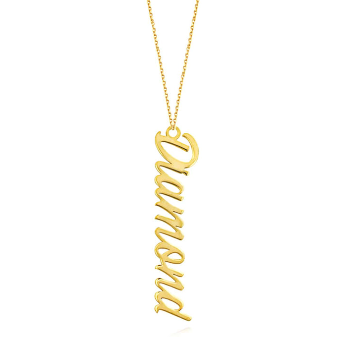 Customizable 14K Yellow White Rose Gold Typewriter Nameplate Necklace (Solid Links) 16", 18" - WJD Exclusives