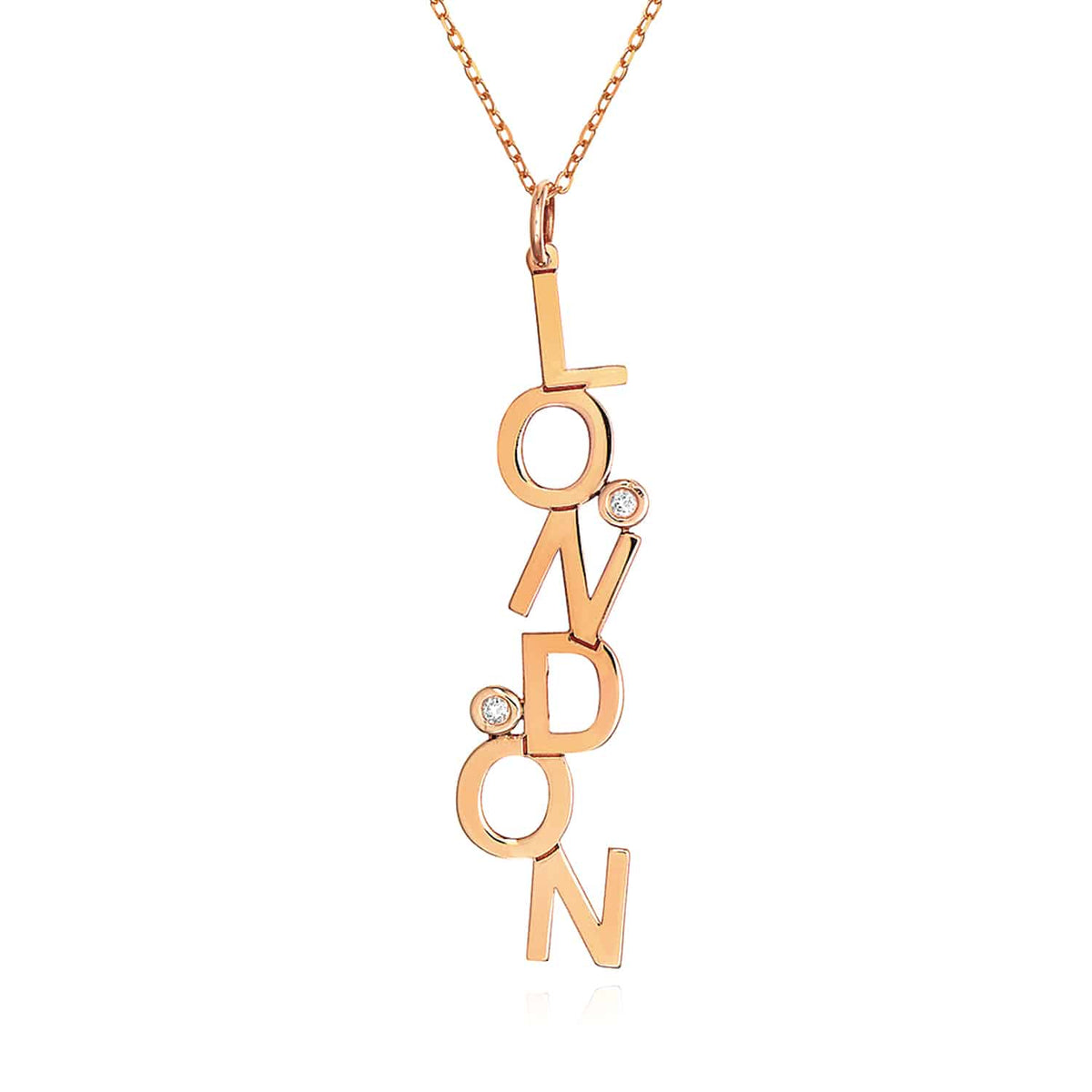 Customizable Natural Diamond 14K Yellow White Rose Gold Dancing Letters Necklace (Solid Links) 16" - 18" Adjustable - WJD Exclusives