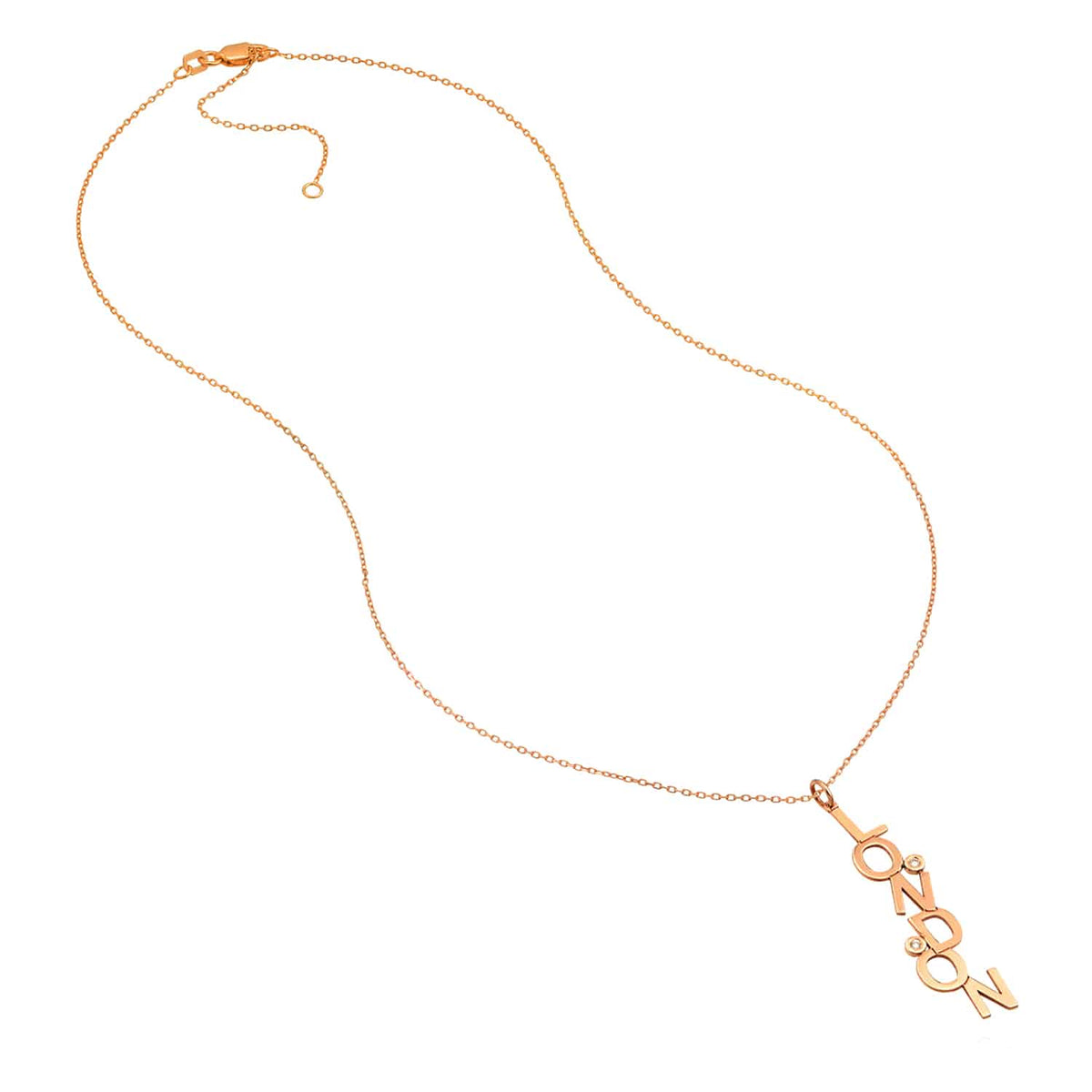 Customizable Natural Diamond 14K Yellow White Rose Gold Dancing Letters Necklace (Solid Links) 16" - 18" Adjustable - WJD Exclusives