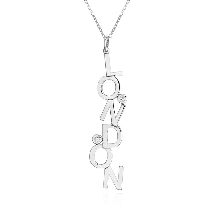 Customizable Natural Diamond 14K Yellow White Rose Gold Dancing Letters Necklace (Solid Links) 16" - 18" Adjustable - WJD Exclusives
