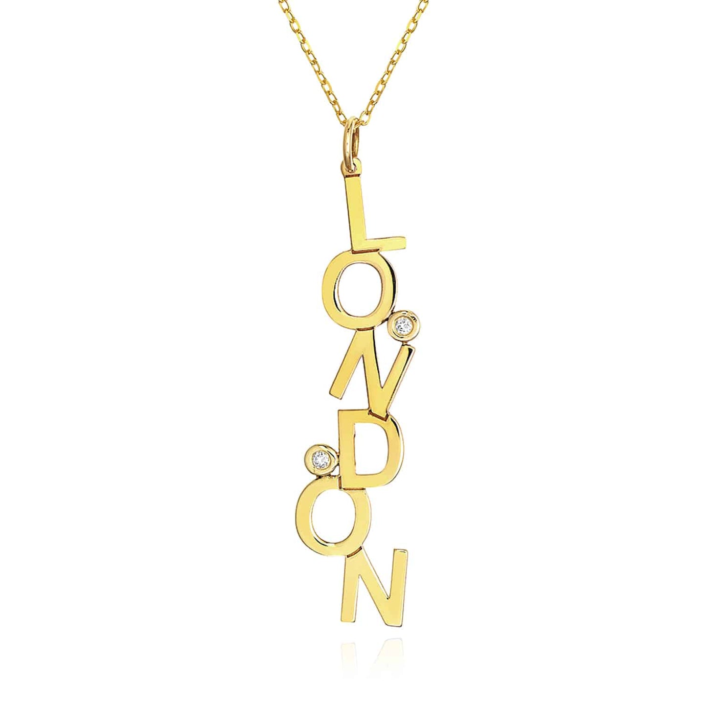 Customizable Real Diamond 14K Real Gold Yellow White Rose Dancing Letters Pendant