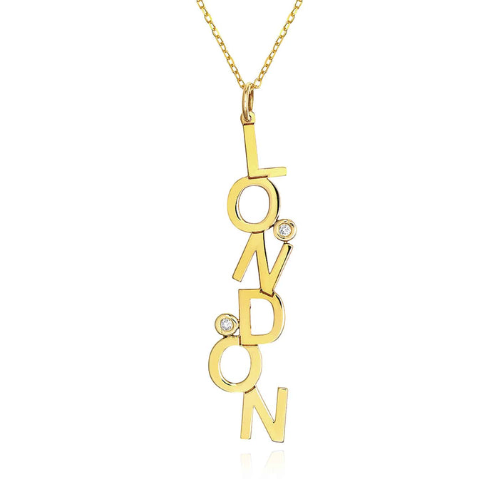 Customizable Natural Diamond 14K Yellow White Rose Gold Dancing Letters Necklace (Solid Links) 16" - 18" Adjustable - WJD Exclusives
