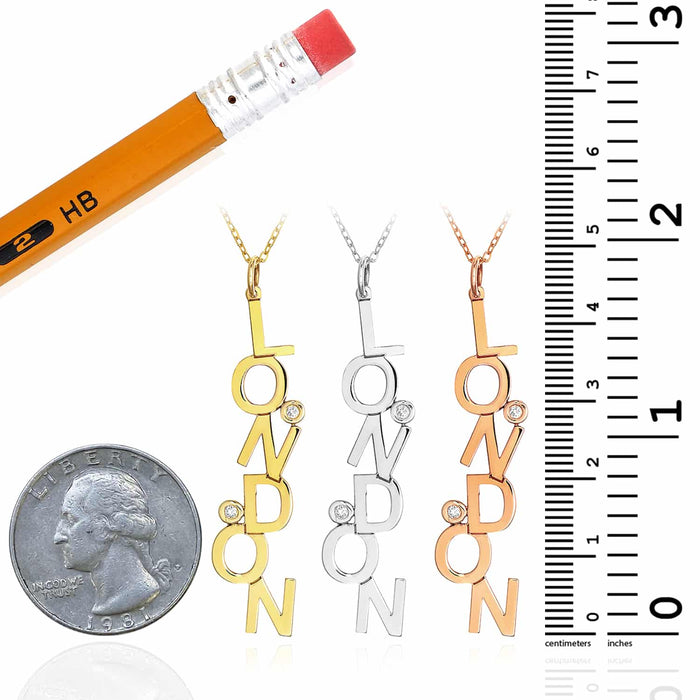 Customizable Natural Diamond 14K Yellow White Rose Gold Dancing Letters Necklace (Solid Links) 16" - 18" Adjustable - WJD Exclusives
