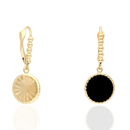 14k Yellow Gold White Gold Twisted Bezel Gemstone Leverback  Earrings