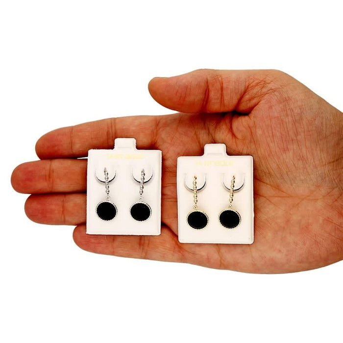 14k Yellow Gold White Gold Twisted Bezel Gemstone Leverback Earrings