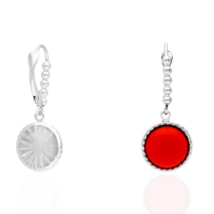 14k Yellow Gold White Gold Twisted Bezel Gemstone Leverback  Earrings