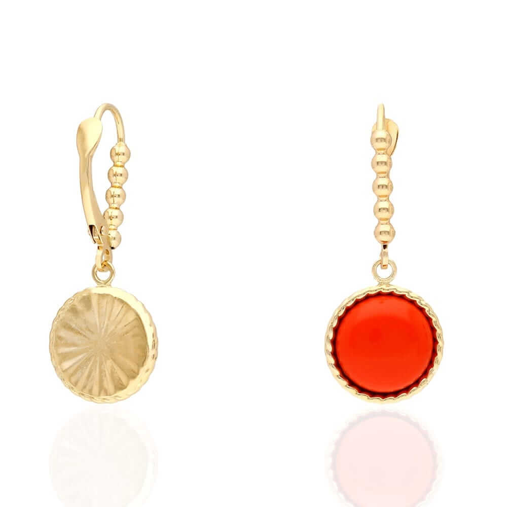 14k Yellow Gold White Gold Twisted Bezel Gemstone Leverback  Earrings