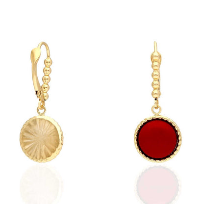 14k Yellow Gold White Gold Twisted Bezel Gemstone Leverback  Earrings