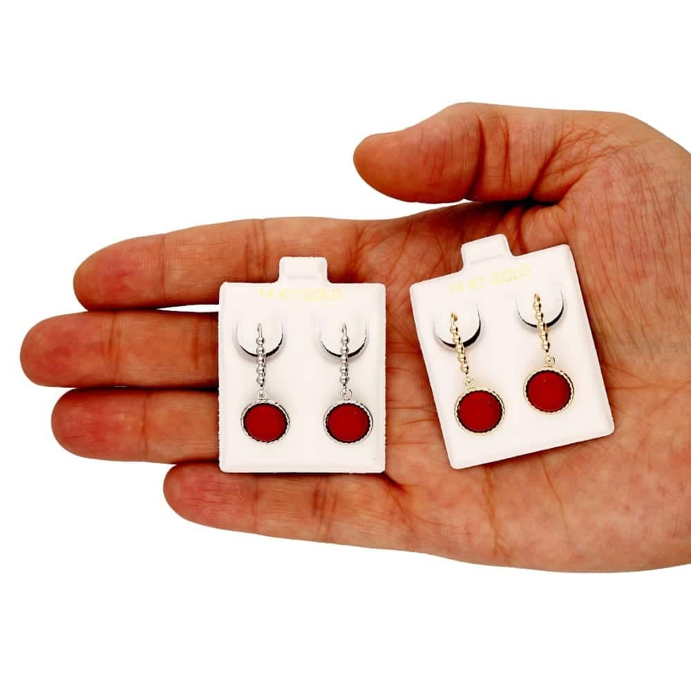 14k Yellow Gold White Gold Twisted Bezel Gemstone Leverback  Earrings