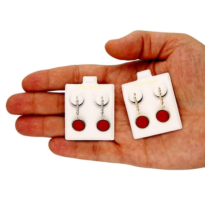 14k Yellow Gold White Gold Twisted Bezel Gemstone Leverback Earrings