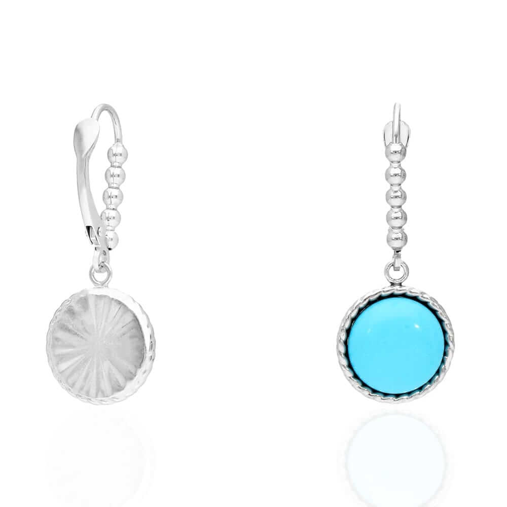 14k Yellow Gold White Gold Twisted Bezel Gemstone Leverback  Earrings