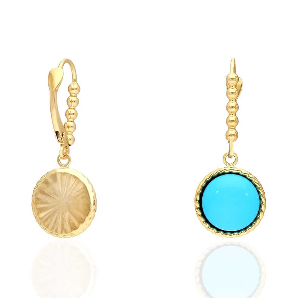 14k Yellow Gold White Gold Twisted Bezel Gemstone Leverback  Earrings