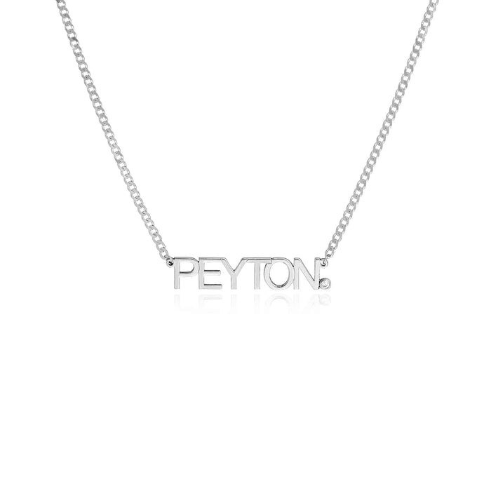 Customizable Natural Diamond 14K Yellow Gold Nameplate Necklace (Solid Links) 0.2" 16" - 18" Adjustable - WJD Exclusives