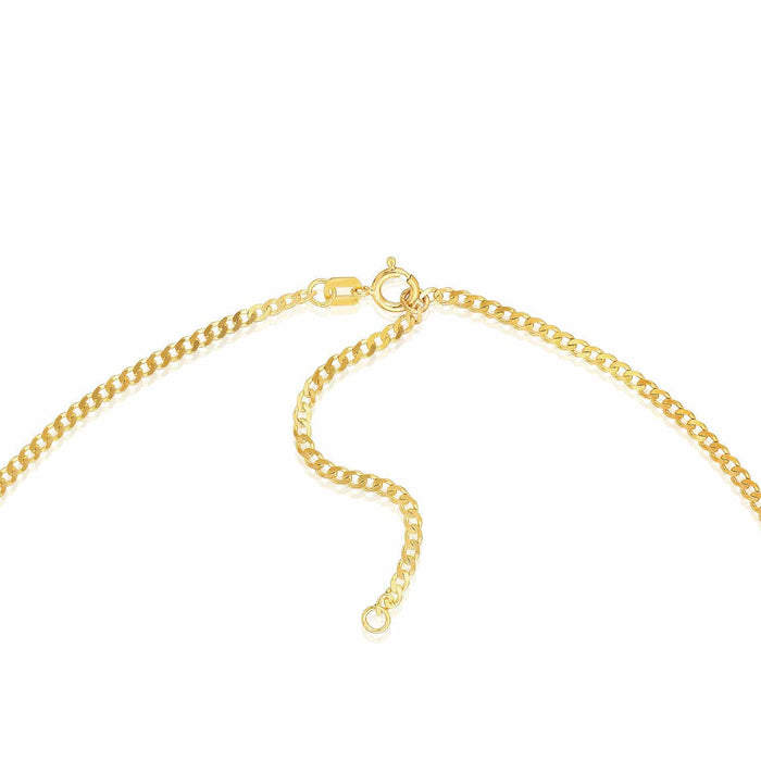 Customizable Natural Diamond 14K Yellow Gold Nameplate Necklace (Solid Links) 0.2" 16" - 18" Adjustable - WJD Exclusives