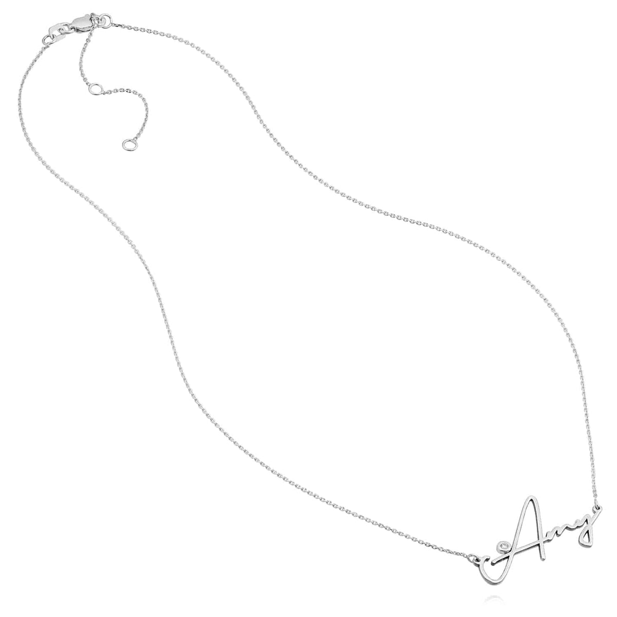 Customizable Natural Diamond 14K Yellow Gold Signature Nameplate Necklace (Solid Links) 16" - 18" Adjustable - WJD Exclusives