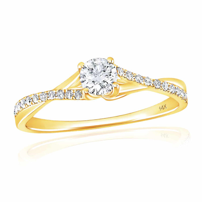 0.43CTW Natural Diamond 14K Yellow Gold Round Solitaire Bridal Engagement Ring - WJD Exclusives