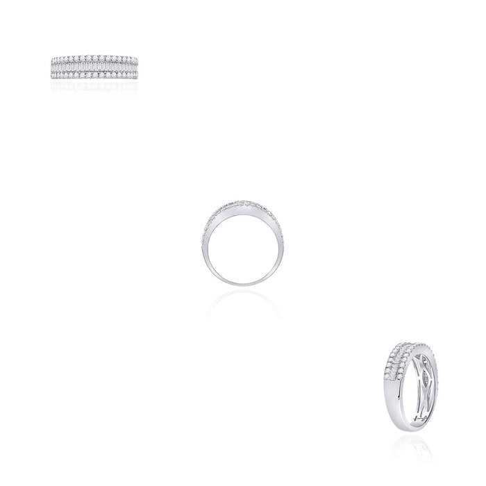 1CTW Natural Diamond 14K White Gold Round Baguette Ring Band - WJD Exclusives