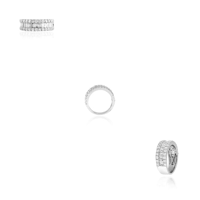 2.10CTW Natural Diamond 14K White Gold Round Baguette Ring Band - WJD Exclusives