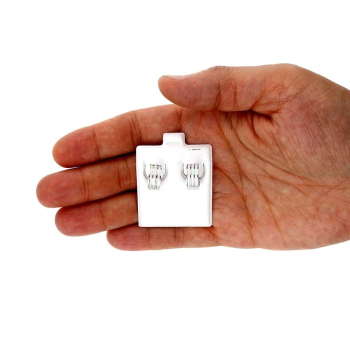 925 Sterling Silver 3-Stripe Fire Opal Huggie Hoop Earrings 0.5"