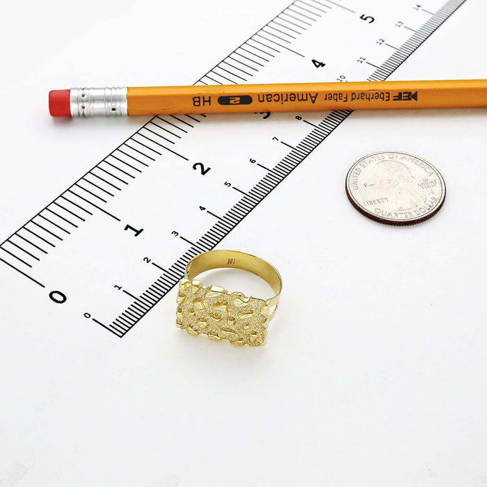 10K Gold Textured Rectangle Nugget Signet Ring - WJD Exclusives