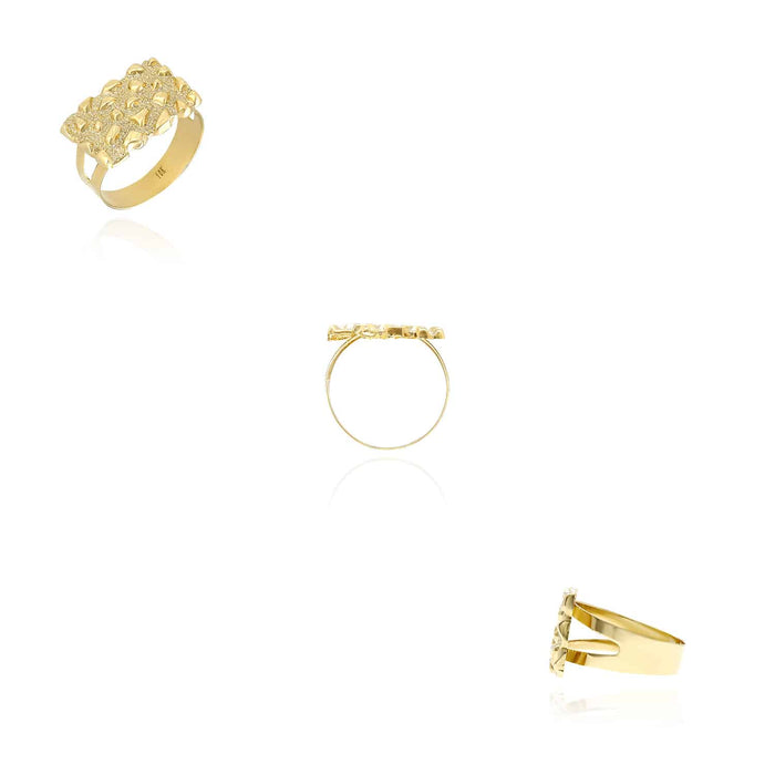 10K Gold Textured Rectangle Nugget Signet Ring - WJD Exclusives