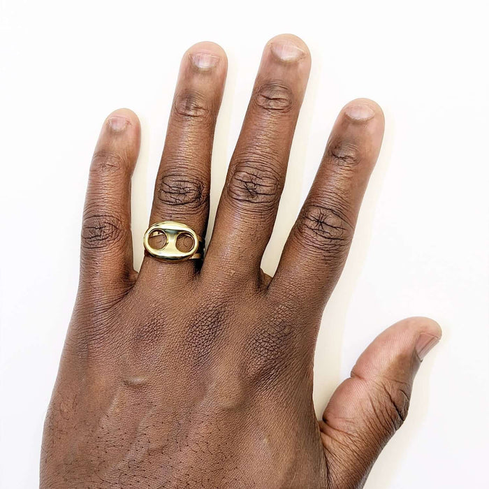 10K Yellow Gold Puffed Mariner Signet Ring - WJD Exclusives