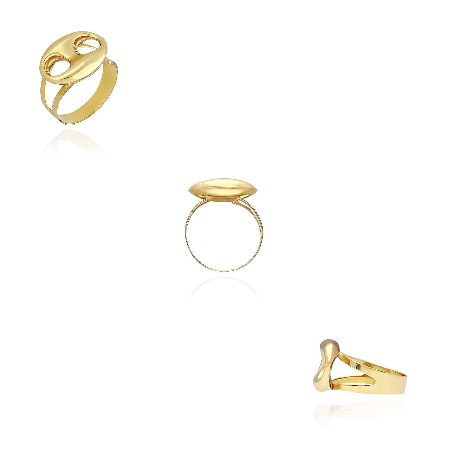 10K Yellow Gold Puffed Mariner Signet Ring