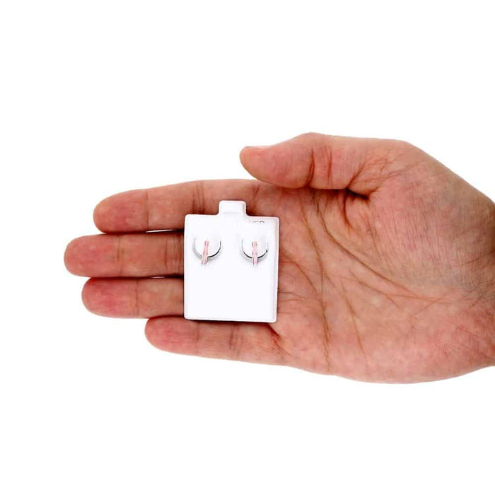 925 Sterling Silver 1-Stripe Fire Opal Huggie Hoop Earrings 0.5"