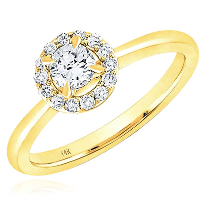 0.48CTW Real Diamond 14K Real Gold Yellow Round Solitaire Bridal Engagement Ring