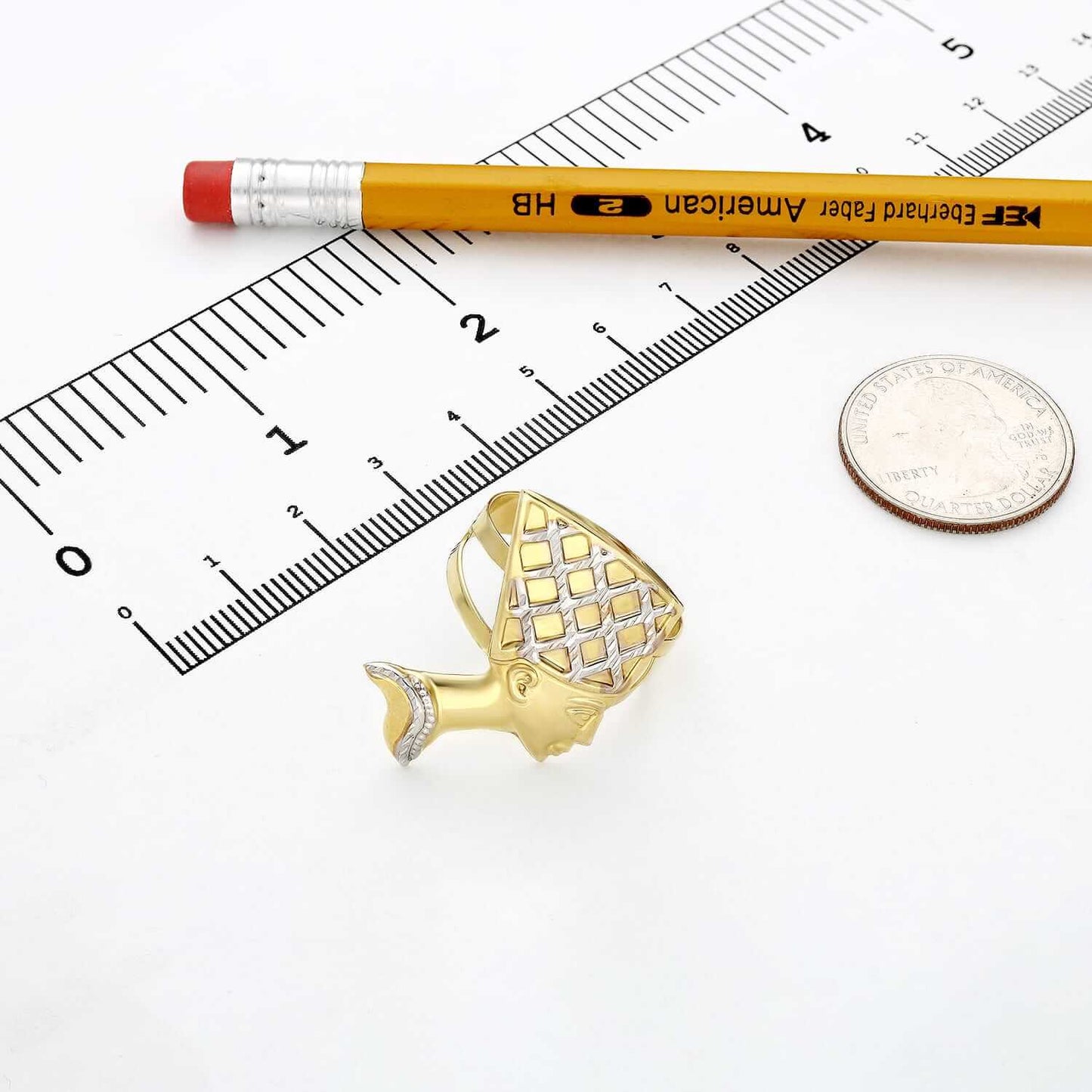10K Gold Two-Tone Yellow White Nefertiti Ring