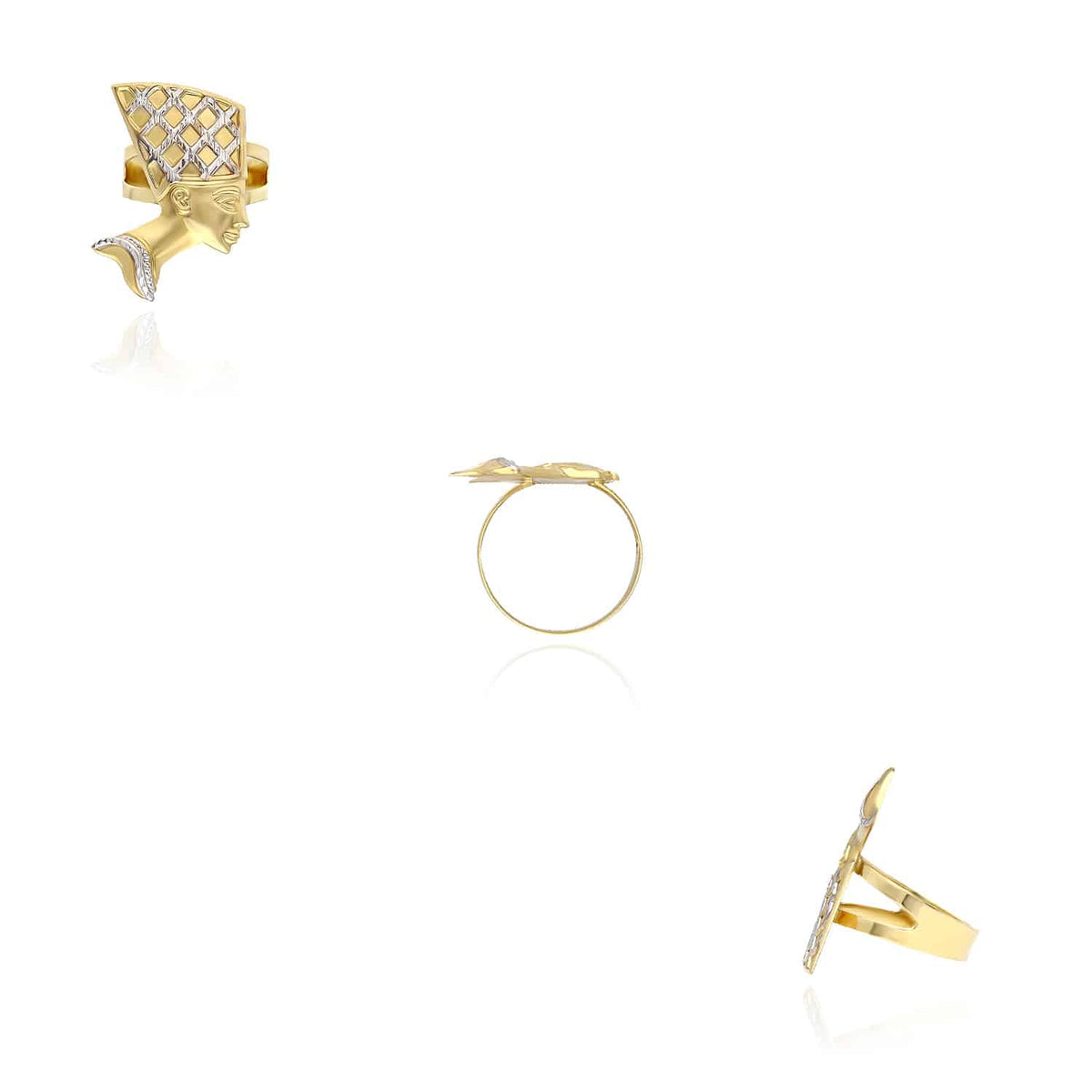 10K Gold Two - Tone Yellow White Nefertiti Ring - WJD Exclusives