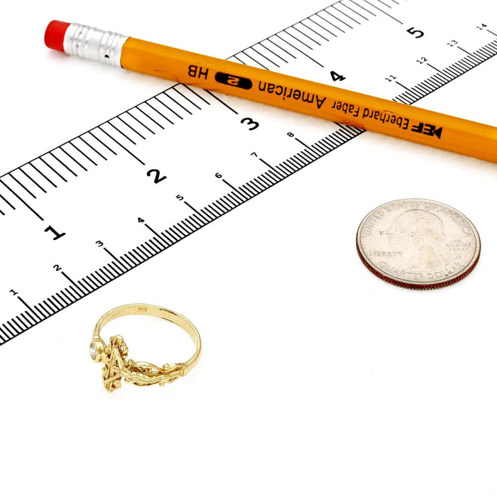 10K Gold Yellow CZ Band Cross Jesus Crucifix Ring - WJD Exclusives