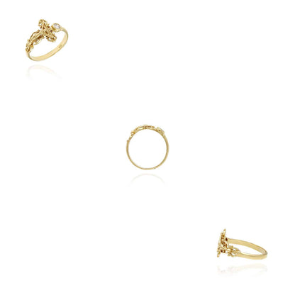 10K Gold Yellow CZ Band Cross Jesus Crucifix Ring