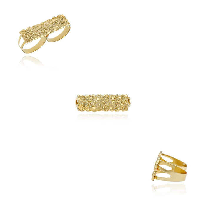 10K Yellow Gold Nugget Pattern Two - Finger Ring - WJD Exclusives