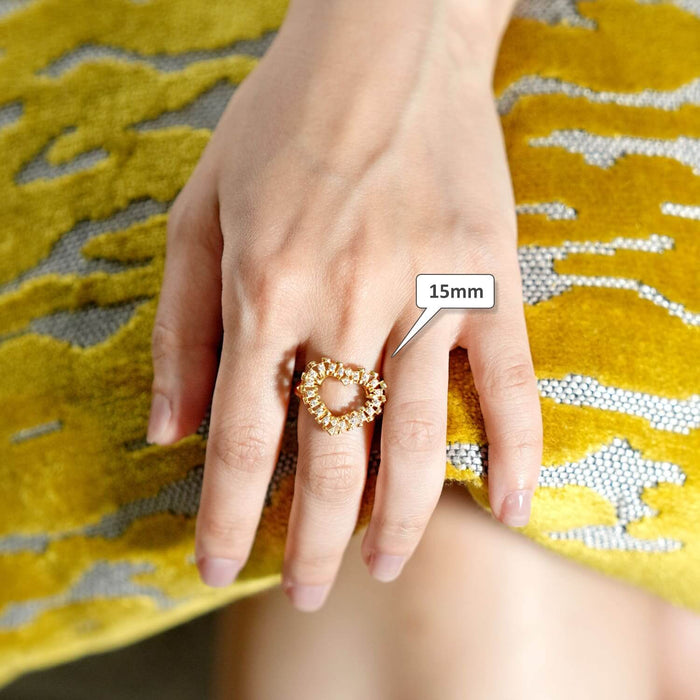 10K Gold Yellow CZ Heart Signet Ring - WJD Exclusives