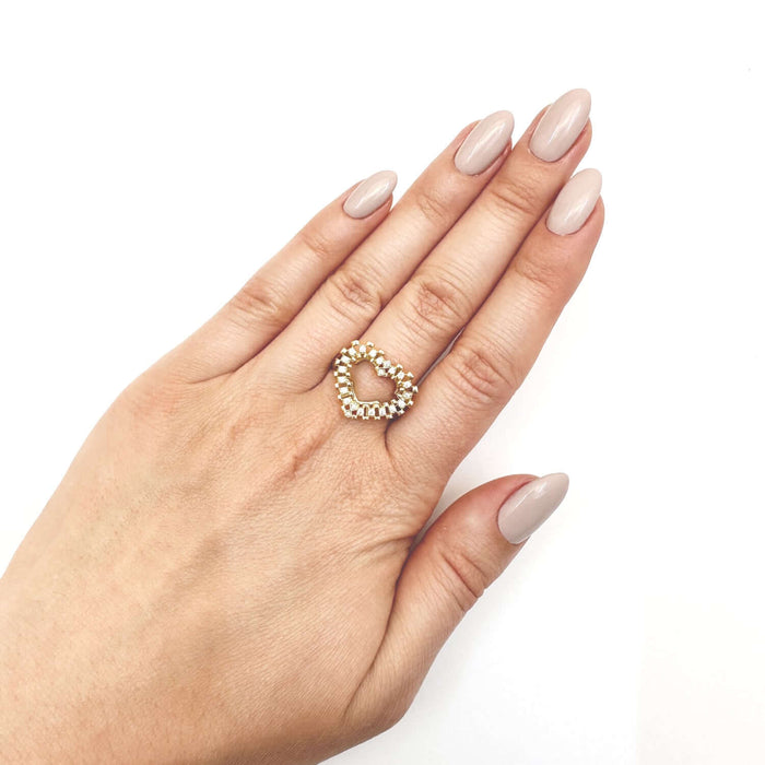 10K Gold Yellow CZ Heart Signet Ring - WJD Exclusives