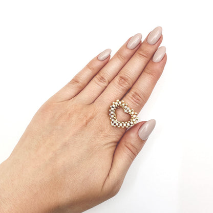 10K Gold Yellow CZ Heart Signet Ring